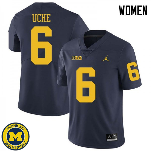 Women University of Michigan #6 Josh Uche Navy Jordan Brand Alumni Jersey